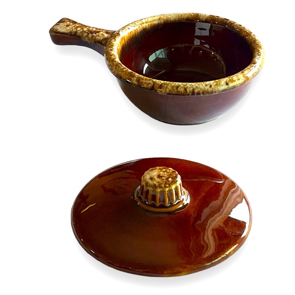Vintage Other - VTG Hull Pottery Brown Drip Bowl (Individual Casserole, Soup, Chili) & Lid Set